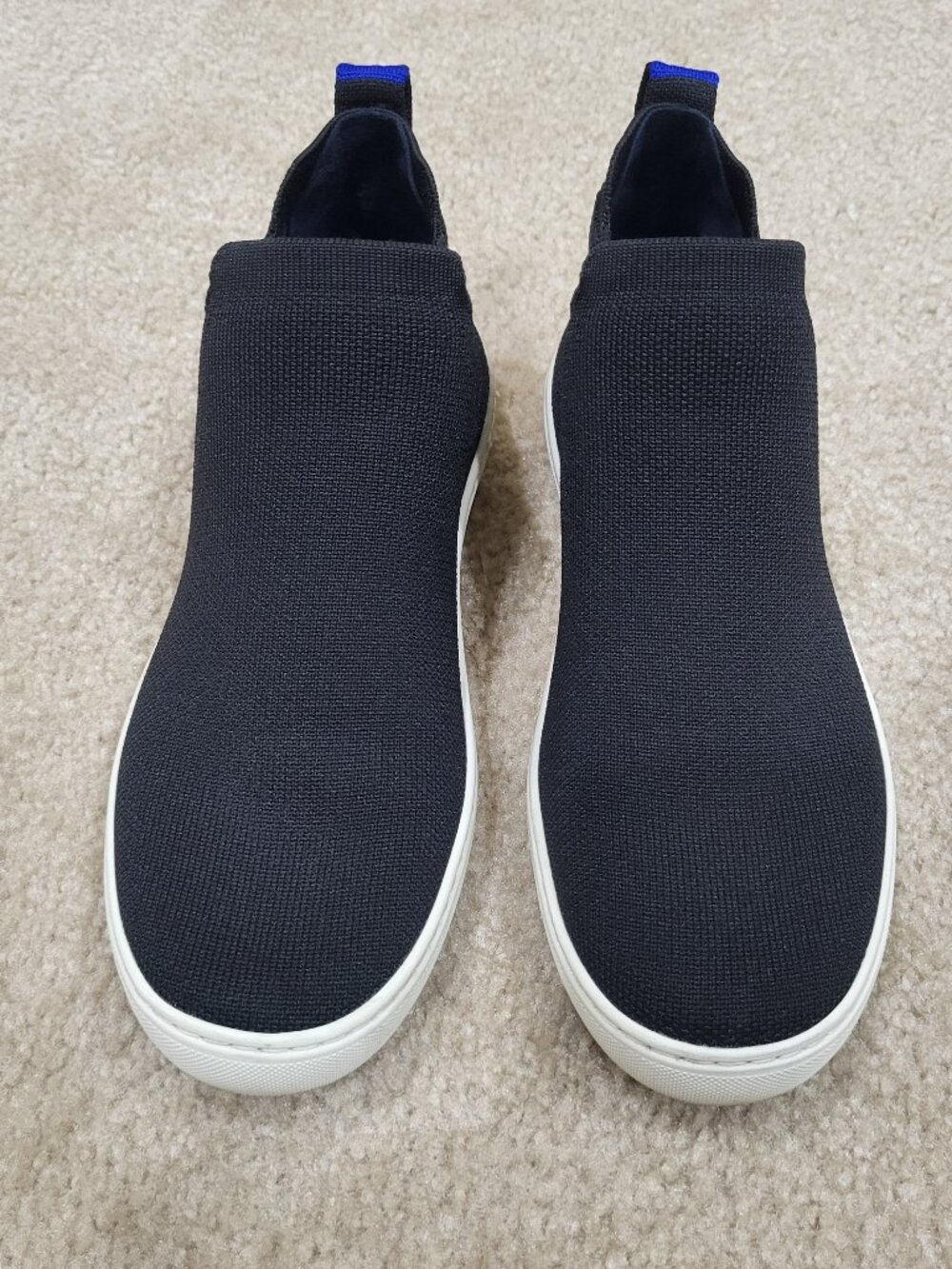 Rothy's The Chelsea Black Knit High-Top Sneakers Size 8.5 | Sustainable Slip-On